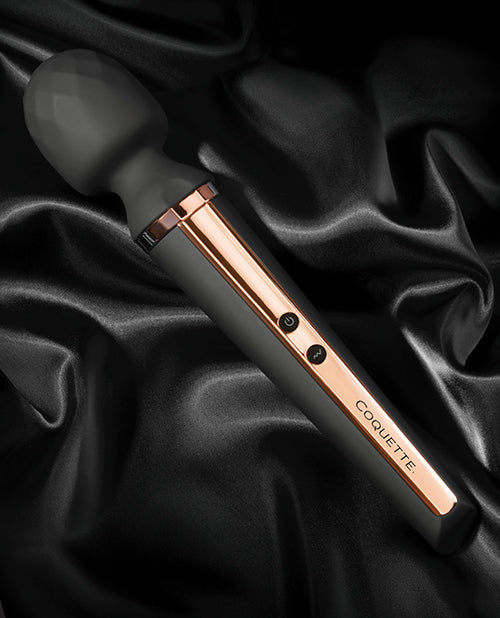 Coquette Queen Wand Vibrator over black satin cloth