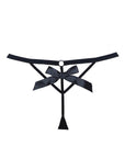 Adore Black Tie Mesh Front W-flounce Open Bow Back Panty Black (One Size) - Realvibes
