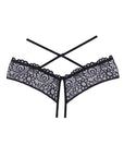 Adore Crayzee Open Panty W/criss Cross Waist Straps & Lace Black O/s - Realvibes