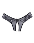 Adore Foreplay Lace & Mesh Front Open Panty Black (One-Size) - Realvibes