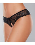 Adore Foreplay Lace & Mesh Front Open Panty Black (One-Size) - Realvibes