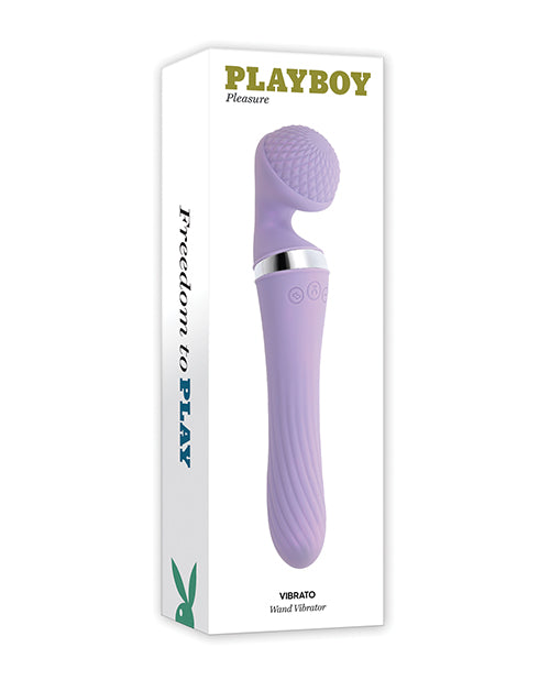 Experience pure pleasure with the Playboy Pleasure Vibrato Wand Vibrator in captivating Lilac
