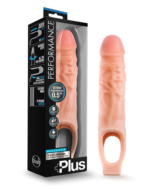 Blush Performance Plus 9" Silicone Cock Sheath Penis Extender - Enhance size and pleasure with this premium silicone extender.