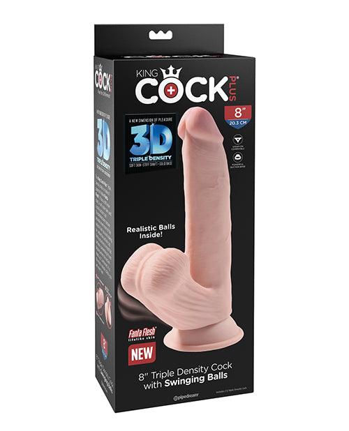 King Cock Plus 8" Triple Density Cock W-swinging Balls - Ivory - Realvibes