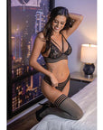 Kix'ies Waterfall Bralette Black - Black lace bralette with waterfall-inspired design. Elegant and captivating lingerie. Available at Realvibes.co.