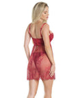 Lightly Padded Demi Cup & Fine Lace Skirt Babydoll & Adjustable Crotchless Panty Merlot