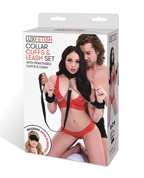 Lux Fetish Collar Cuffs & Leash Set - Removable - High-quality bondage set for thrilling play and control.