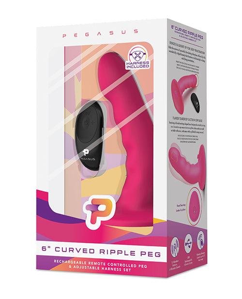 Pegasus 6" Rechargeable Ripple Peg W-adjustable Harness & Remote - Pink - Realvibes