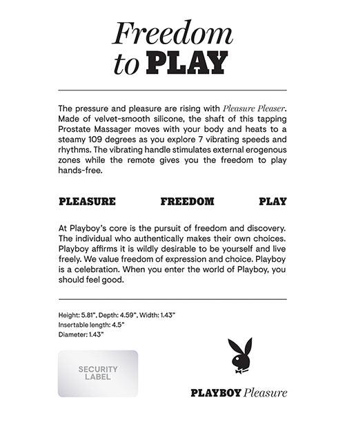 Playboy Pleasure Pleasure Pleaser Prostate Massager Back of Box