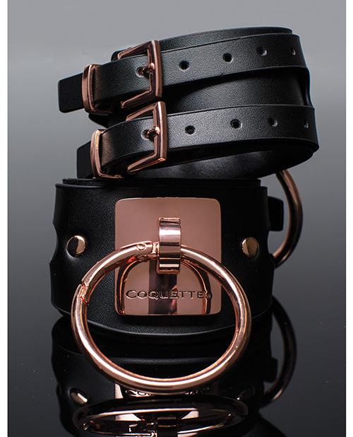 Pleasure Collection Adjustable Handcuffs - Black-rose Gold - Realvibes