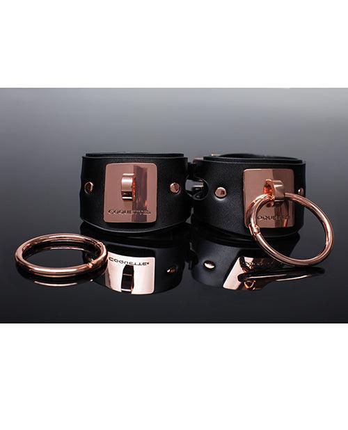 Pleasure Collection Adjustable Handcuffs - Black-rose Gold - Realvibes