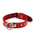 Rouge Leather O Ring Studded Collar