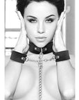Shots Ouch Black & White Velcro Collar W-leash & Hand Cuffs - Black - Realvibes