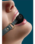 Shots Ouch Halo Breathable Ball Gag - Green - Stylish and breathable ball gag with adjustable strap for thrilling BDSM play
