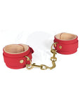 Spartacus Pu Wrist Cuffs W-plush Lining - Red - Realvibes