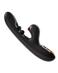 Sleek black Tickler vibrator featuring dual stimulation design with G-spot shaft and clitoral tapper.