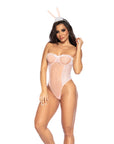 Hop into seduction! Pink bunny bodysuit & ears. Play now, pay later at Realvibes.co for your wildest nights!