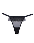 Adore Black Tie Mesh Front W-flounce Open Bow Back Panty Black (One Size) - Realvibes