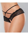 Adore Crayzee Open Panty W/criss Cross Waist Straps & Lace Black O/s - Realvibes