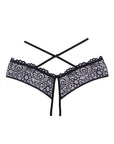 Adore Crayzee Open Panty W/criss Cross Waist Straps & Lace Black O/s - Realvibes