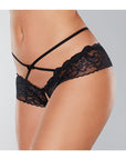 Adore Dare Me Cross Waist Open Lace Panty Black (One-Size) - Realvibes