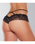 Adore Dare Me Cross Waist Open Lace Panty Black (One-Size) - Realvibes