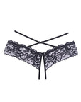 Adore Dare Me Cross Waist Open Lace Panty Black (One-Size) - Realvibes