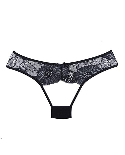 Adore Kiss Mesh & Lace Open Panty Black (One-Size) - Realvibes