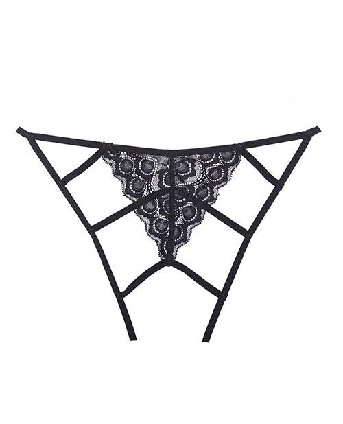 Adore Luv Web Strappy Open Front Panty Black (One-Size) - Realvibes