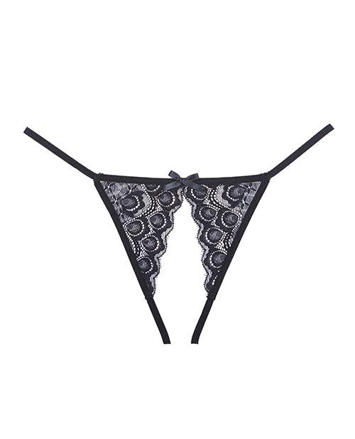 Adore Luv Web Strappy Open Front Panty Black (One-Size) - Realvibes