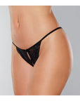 Adore Secrets Double Mini Bow Detail Open Back Lace Panty Black (One-Size) - Realvibes