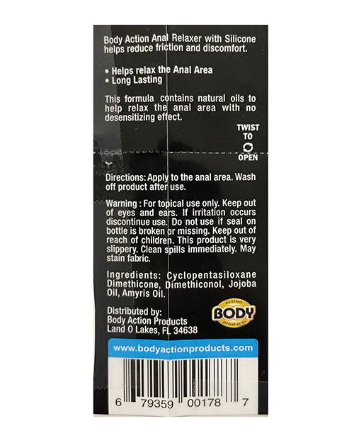 Body Action Anal Relaxer Silicone Lubricant, Long-Lasting Glide, Relaxing Formula