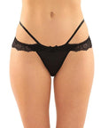 Posey Strappy Lace & Microfiber Crotchless Panty Black.