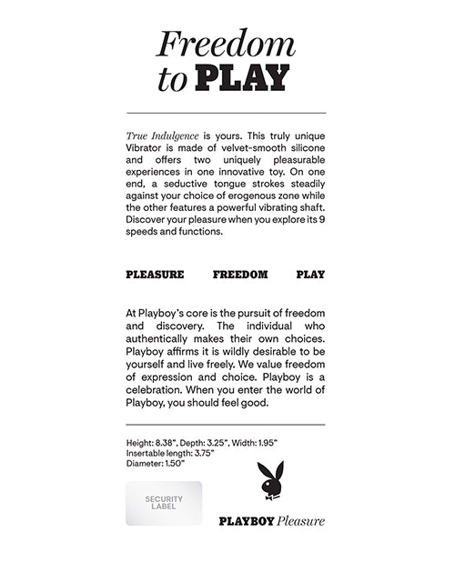 Playboy Pleasure True Indulgence Vibrator Back of Box