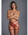 Adore The Fantasy Strappy Harness & Ouverte G-string Red