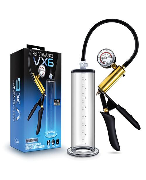Blush Performance Vx6 Vacuum Penis Pump W-brass Pistol &amp; Pressure Gauge - Clear - Realvibes