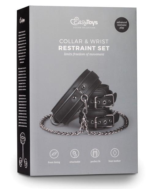 Easy Toys Faux Leather Collar W-handcuffs - Realvibes
