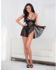 Embrace Sensual Elegance and Captivate Hearts With The European Lace Teddy Babydoll Black