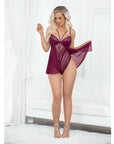 Unleash Your Inner Seductress with Elegance and Passion With The European Lace Teddy Babydoll Wine 
