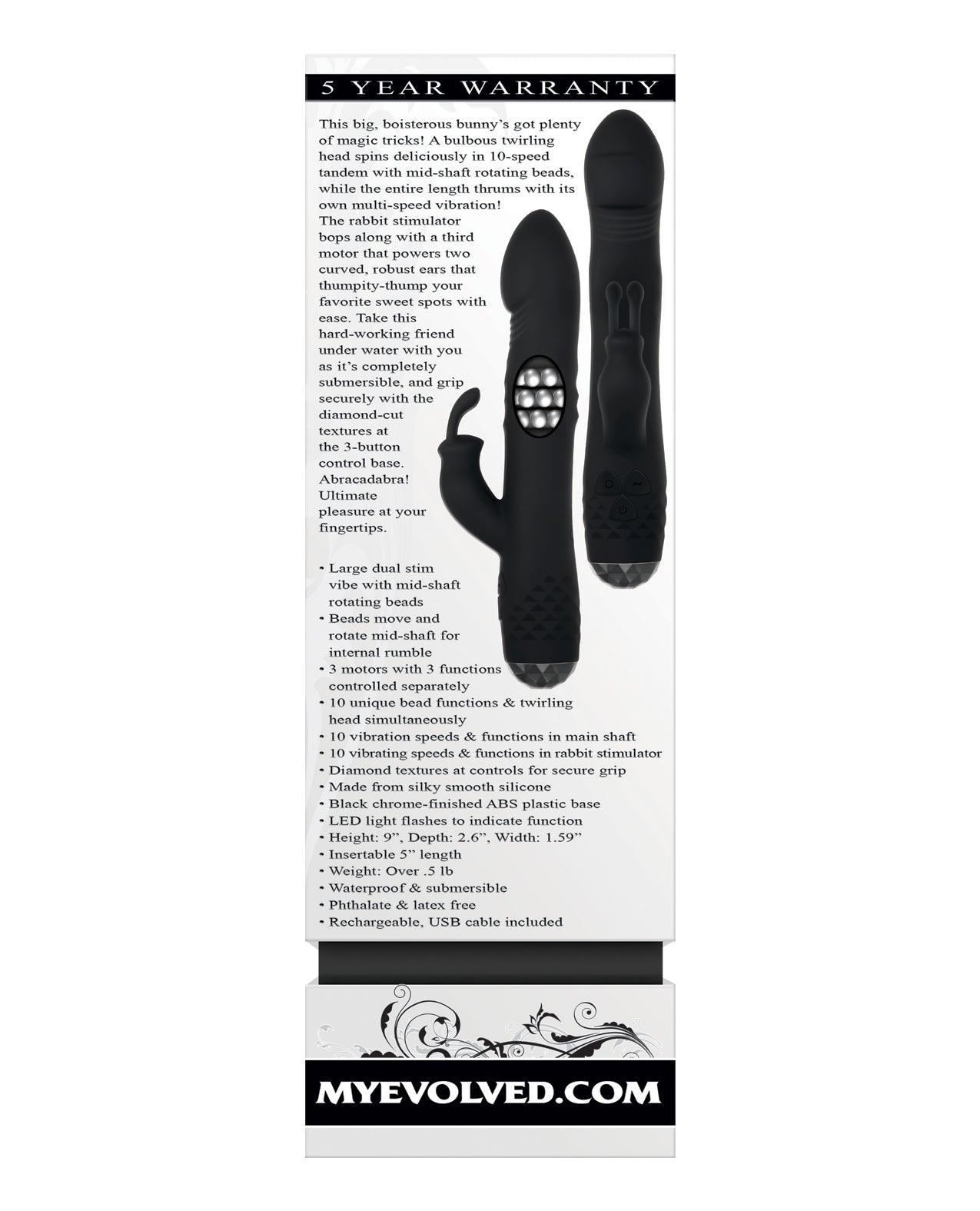 Evolved Bodacious Bunny Rotating Rabbit - Black - Realvibes