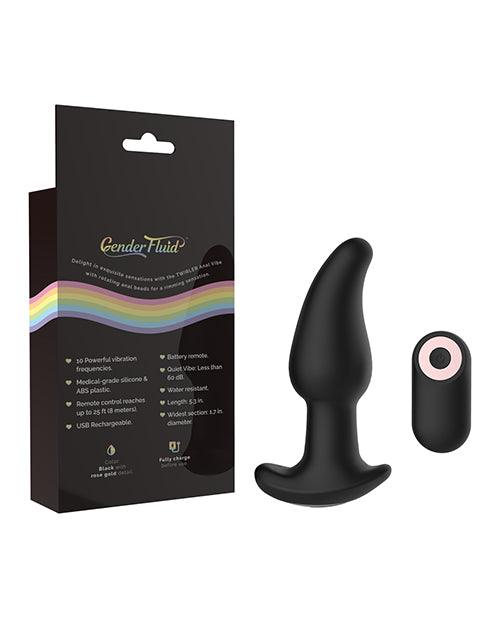 Gender Fluid Twirler Anal Vibe W-remote - Black - Realvibes