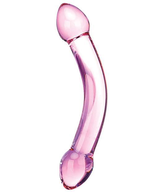 GLAS DOUBLE TROUBLE GLASS DILDO - PURPLE