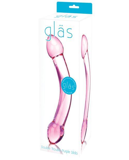 GLAS DOUBLE TROUBLE GLASS DILDO - PURPLE