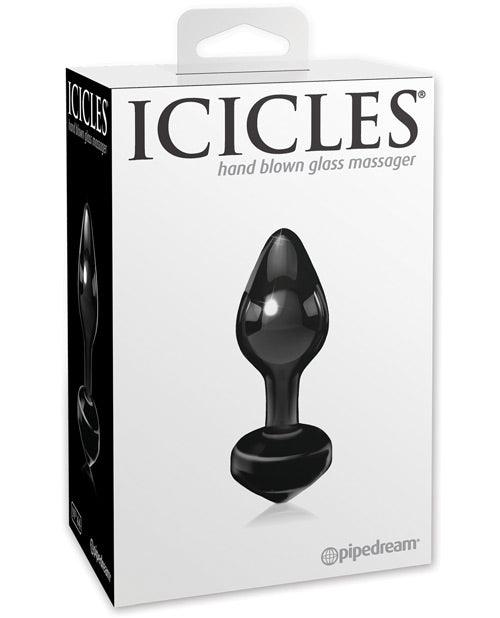 Icicles No. 44 Hand Blown Glass Butt Plug - Black - Luxurious and handcrafted glass butt plug for sensual pleasure and temperature play.