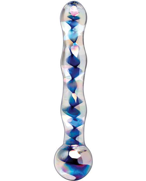 Icicles No. 8 Hand Blown Glass Massager - Clear W-inside Blue Swirls - Realvibes