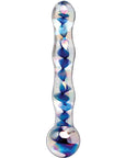 Icicles No. 8 Hand Blown Glass Massager - Clear W-inside Blue Swirls - Realvibes