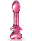 Icicles No. 82 Hand Blown Glass Butt Plug Ribbed - Pink