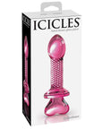 Icicles No. 82 Hand Blown Glass Butt Plug Ribbed - Pink