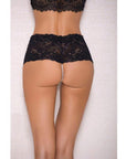 Lace & Pearl Boyshort W-satin Bow Accents Black S-m - Realvibes