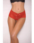 Lace & Pearl Boyshort W-satin Bow Accents Red L-x - Realvibes